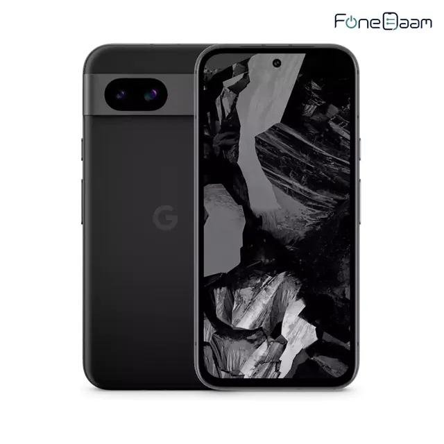 Google Pixel 8a Obsidian complete front and rear product views