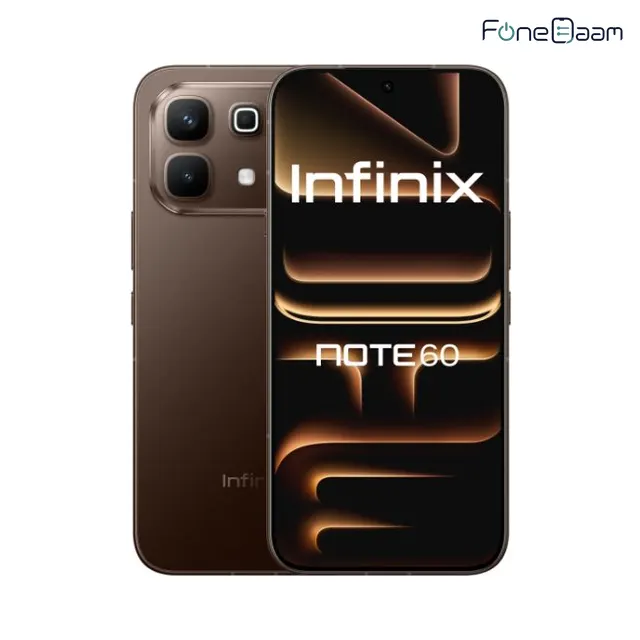 Mocha Brown রঙের Infinix Note 60-এর সামনে ও পেছন