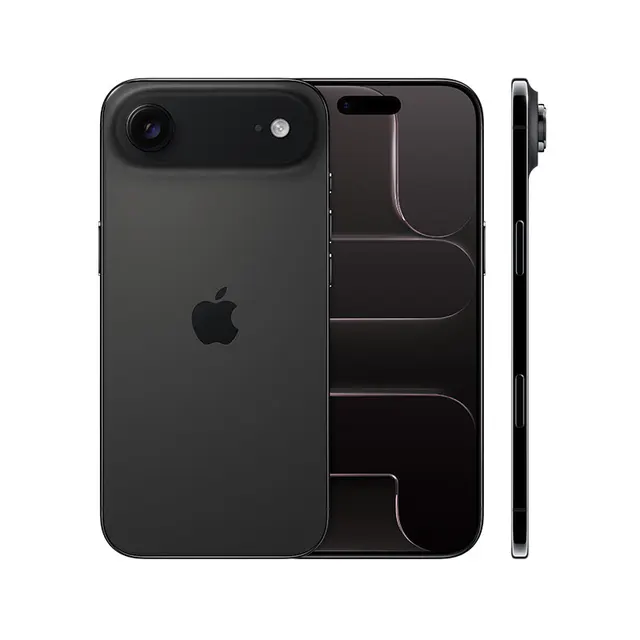 Apple iPhone Air in Space Black shown from the front and back