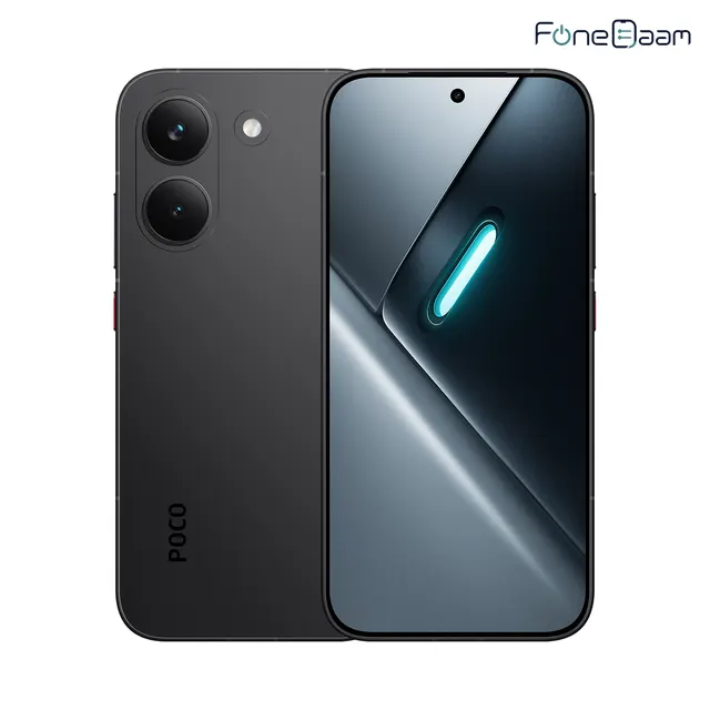 POCO X8 Pro in Black, front and rear manufacturer render