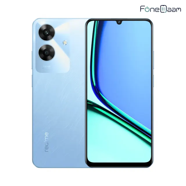 Official realme 13 4G product image showing the rear camera and front display