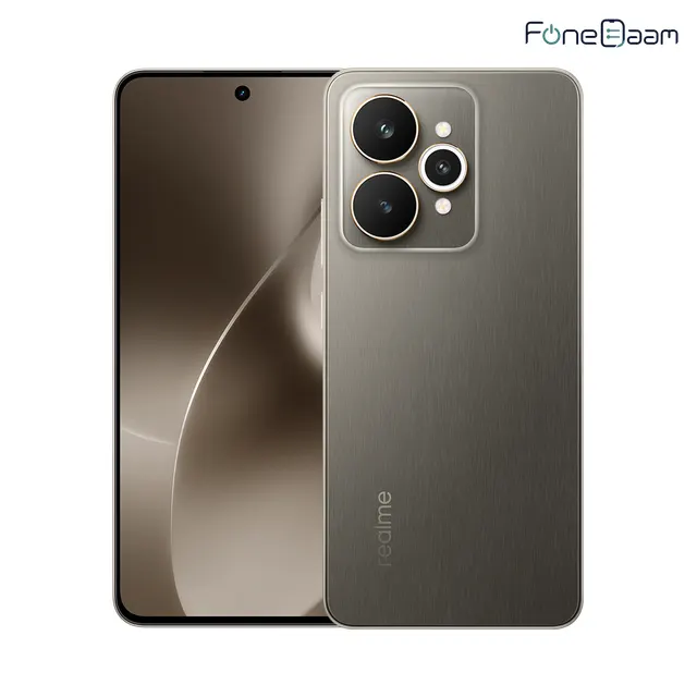 realme 15 5G front and rear in Suit Titanium