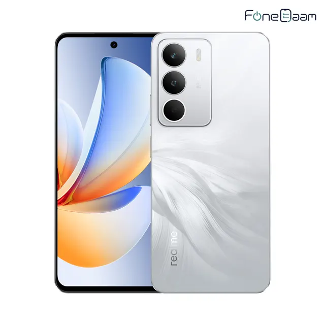 realme C71 in White Swan, front and back