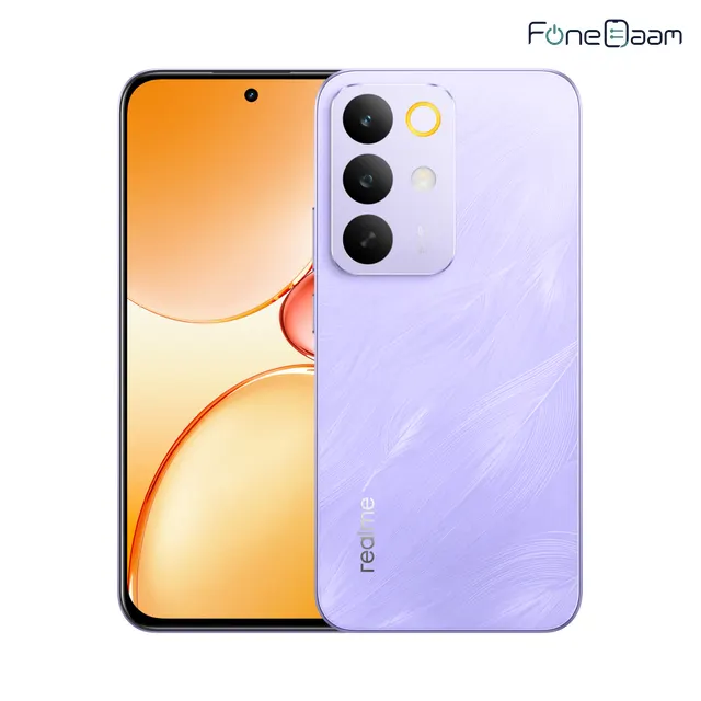 realme C85 Pro in Parrot Purple, front and back