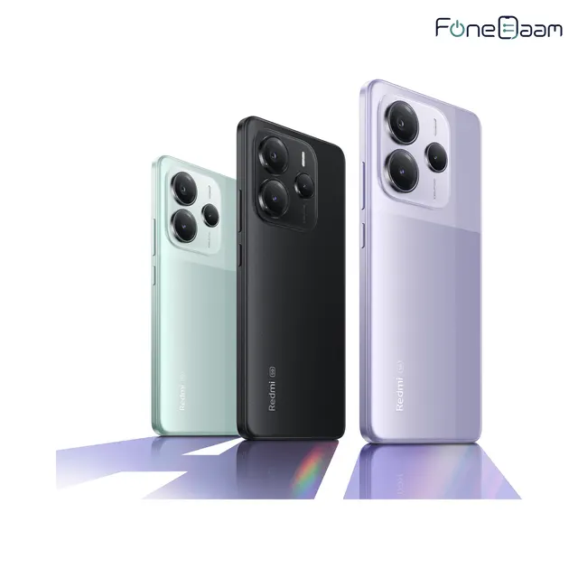 Official Redmi Note 14 5G product image showing the rear cameras and front display