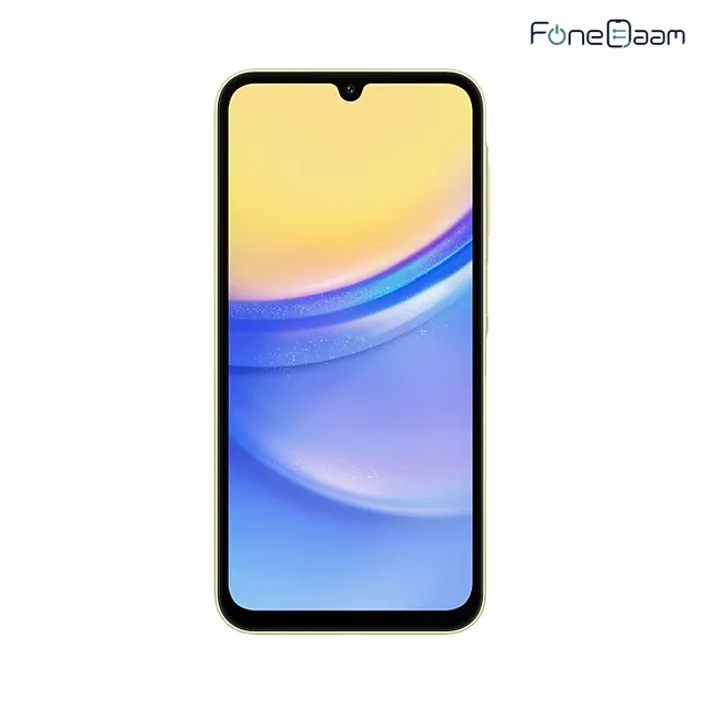 Samsung Galaxy A15 5G manufacturer artwork showing the complete Yellow front