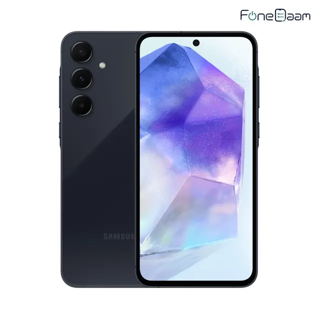 Official Samsung Galaxy A55 5G product image showing the rear cameras and front display