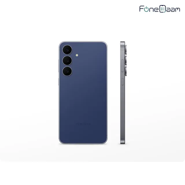 Galaxy S25 FE in Navy, rear and side view